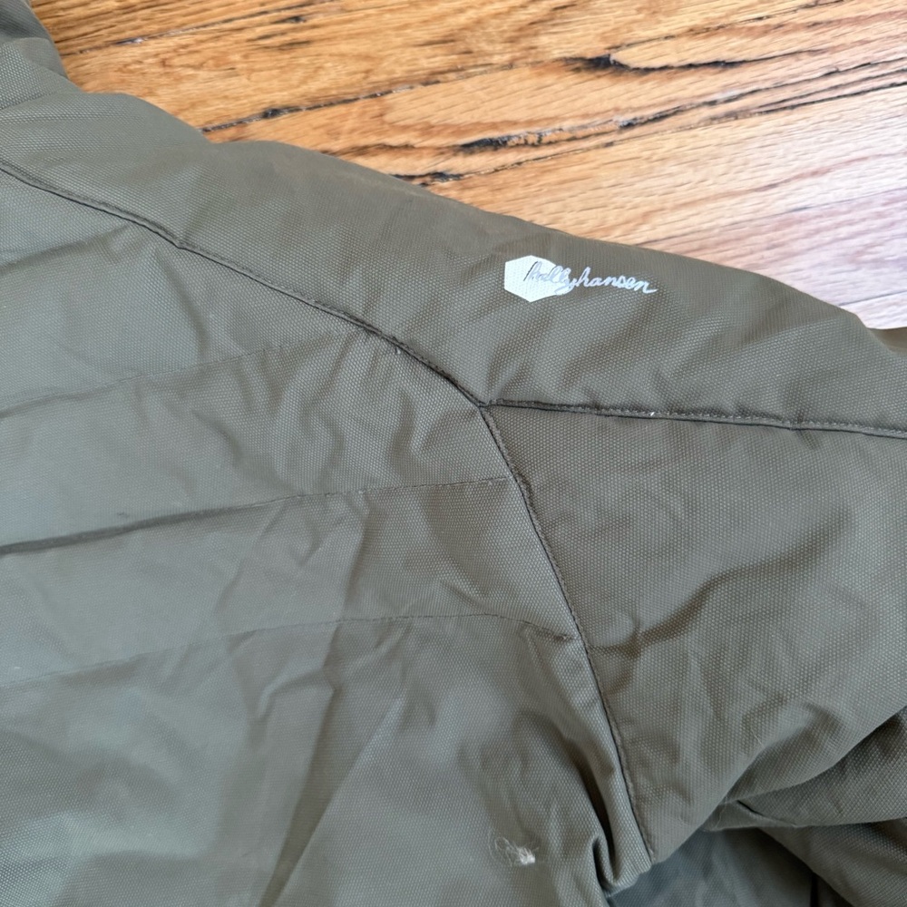 Helly Hansen Hooded Puffer Jacket Olive Green Women’s M Winter Coat - Picture 8 of 8